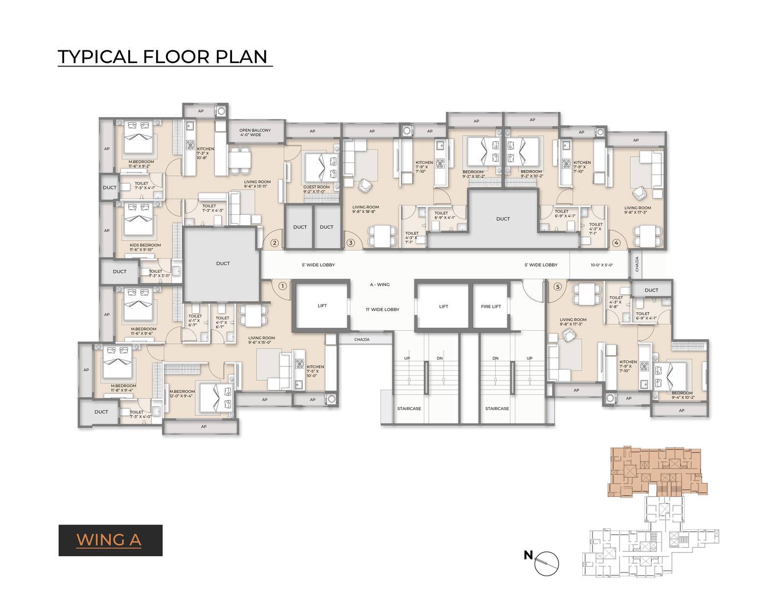 Wing A Typical Floor Plan